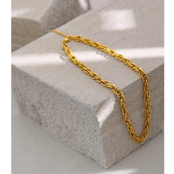 New 18K Gold Plated Chunky Link Chain Necklace 9a - Picture 4 of 9